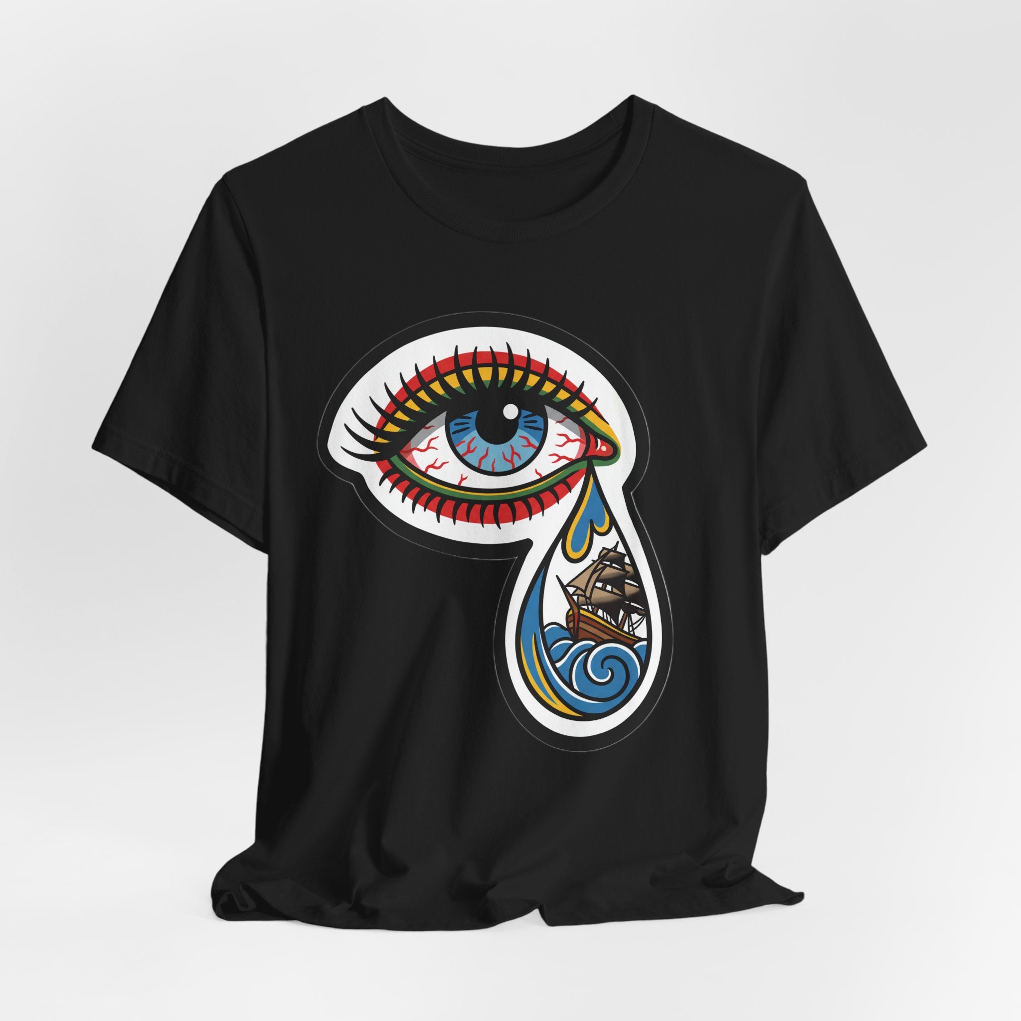 Crying Eye Sinking Ship Traditional Tattoo
