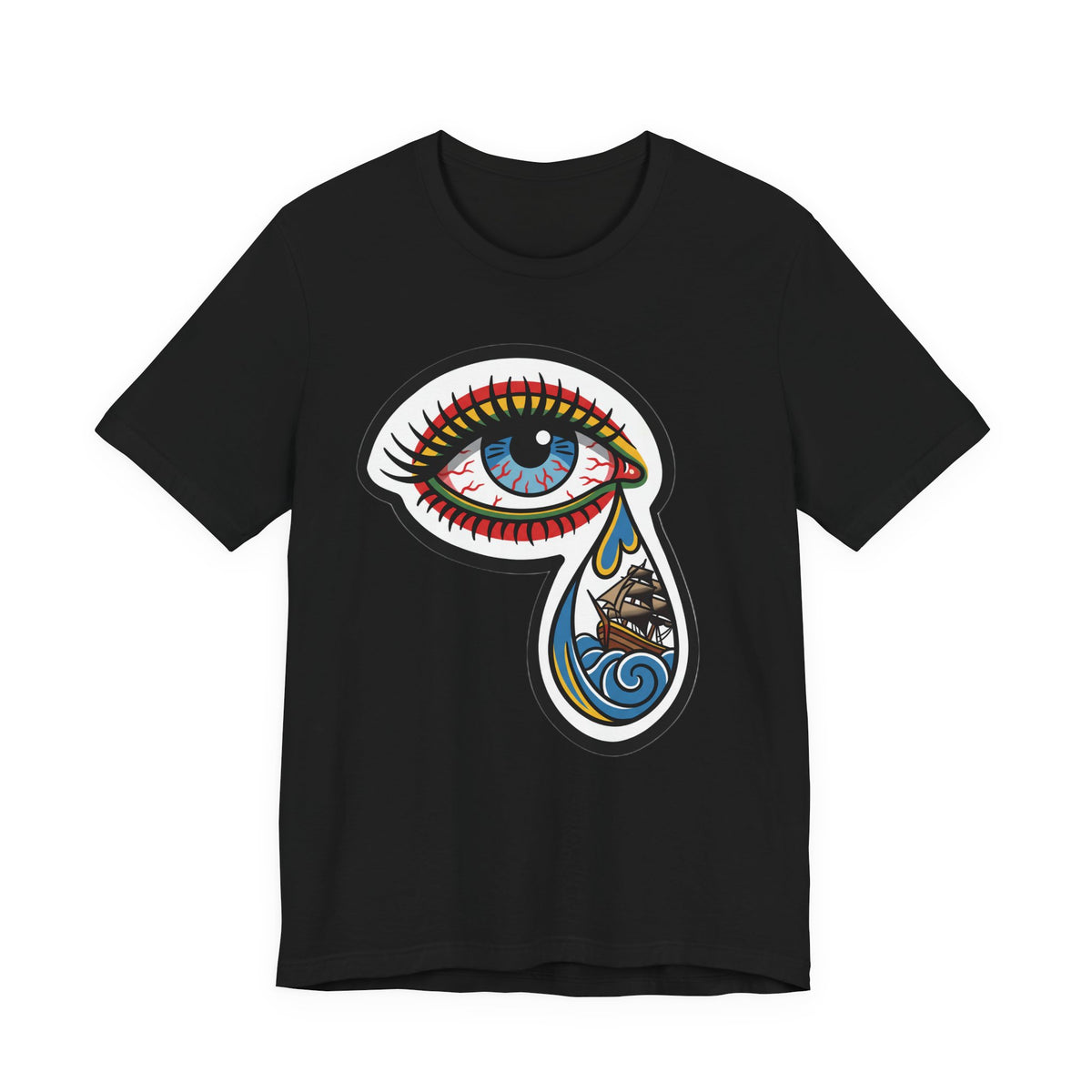 Crying Eye Sinking Ship Traditional Tattoo