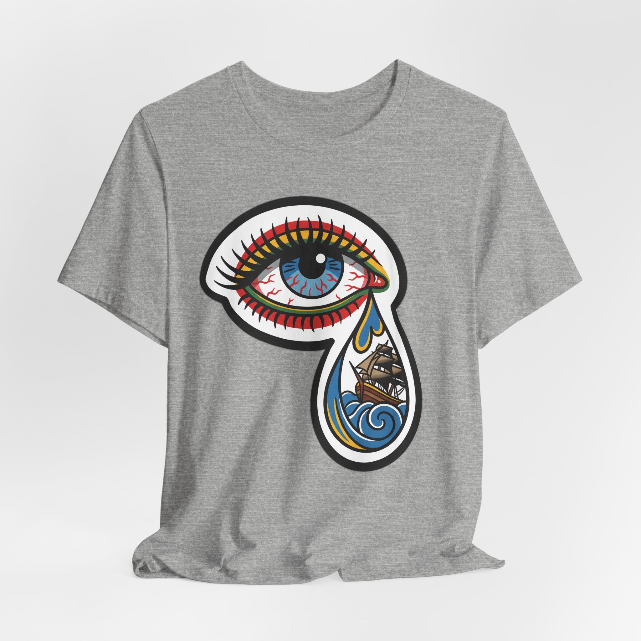 Crying Eye Sinking Ship Traditional Tattoo